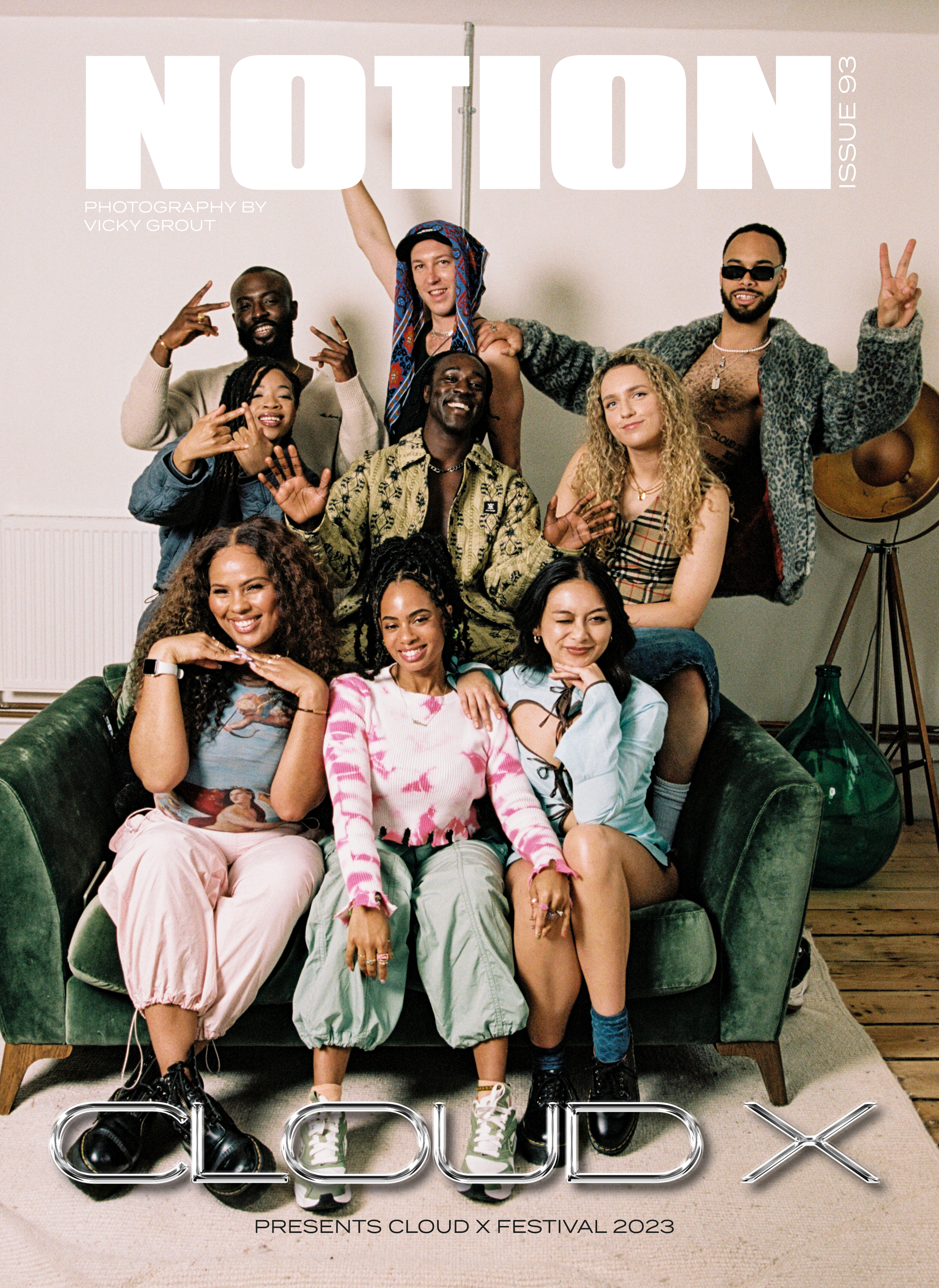 the cloud x team sit together. they are pictured on the cover of notion magazine