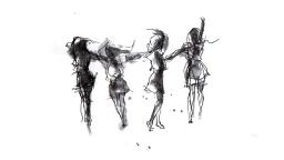 drawing of four people dancing