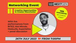 a banner image advertising the nextgen community event in manchester, featuring a photo of superlative