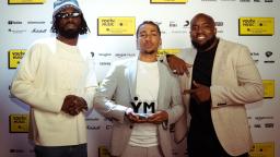 kojey radical, TL and PRS for Music sponsor pose together