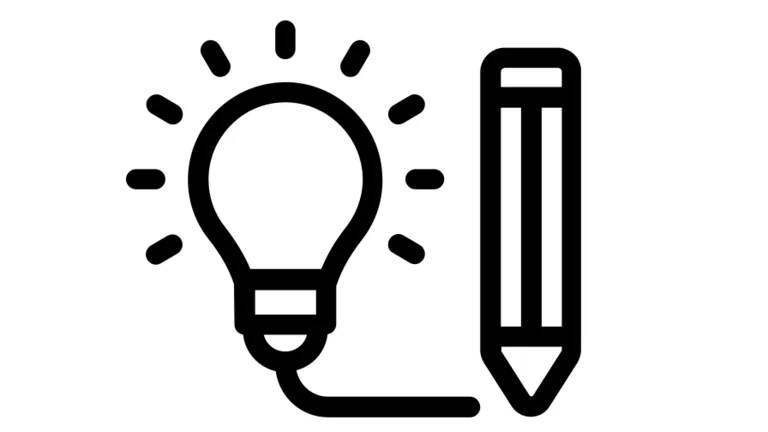 Icon with pen and light bulb 