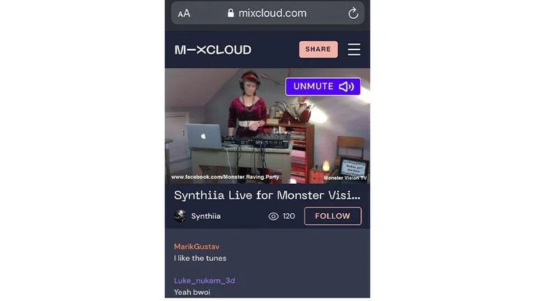 screenshot of someone going live on Mix Cloud