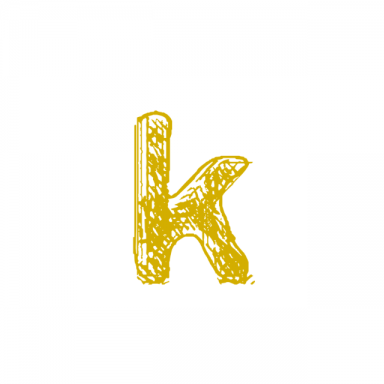 The letter K drawn in gold