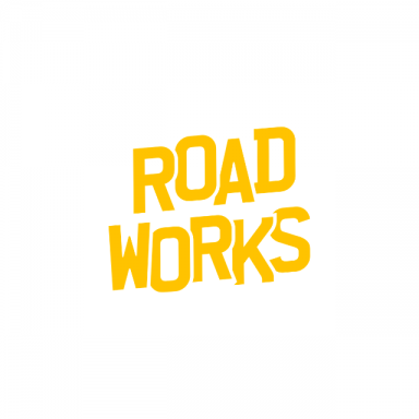 Road Works written in yellow text